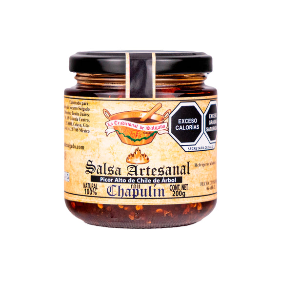 Salsa Artesanal de Chile de Árbol con Chapulín